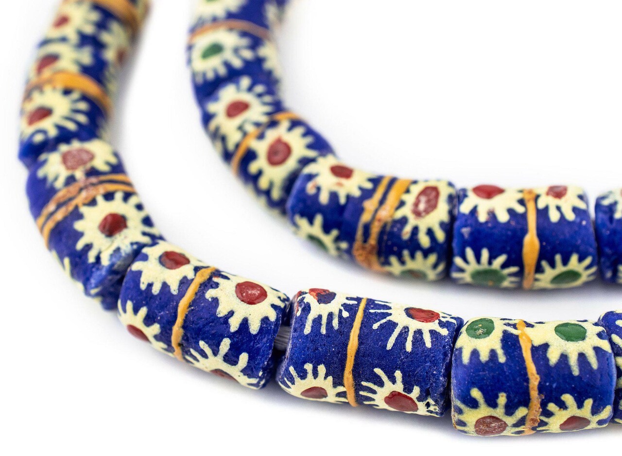 The Bead Chest Painted African Krobo Beads - Full Strand of Ghanaian Tribal Glass Beads for Necklace or Jewelry Making (Southwest)